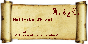 Melicska Örsi névjegykártya